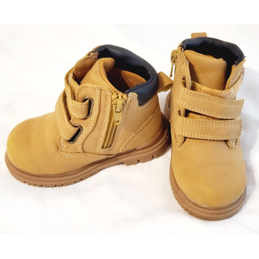 Wonder Nation Child Size 5 Hightop Boots Brown Toddler Workbook Style Hook &Loop